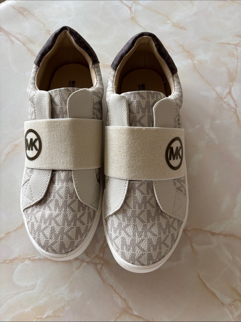 Michael Kors Cream Logo Slip on Strap Sneakers